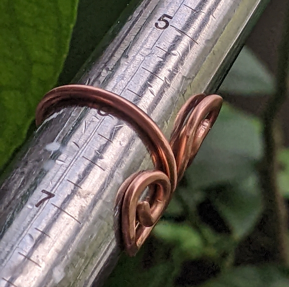 Artisan Copper Spiral Ring Handmade Unisex Jewelry - Picture 13 of 13